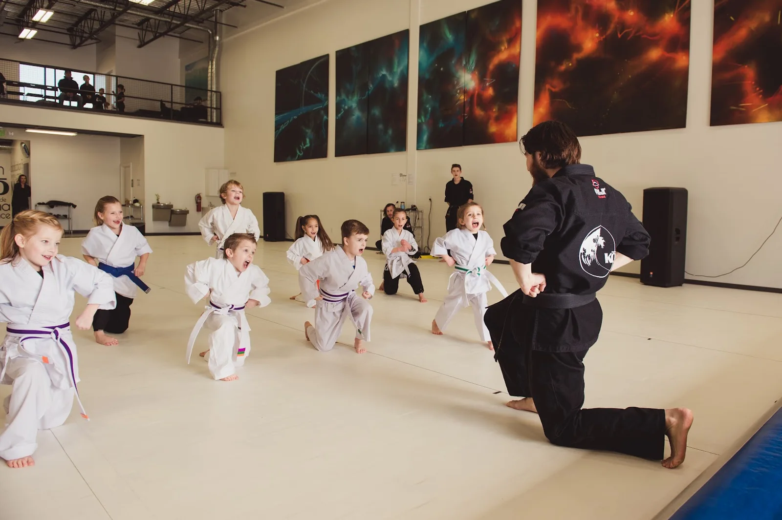preschool students working through partner drills at Kona Karate
